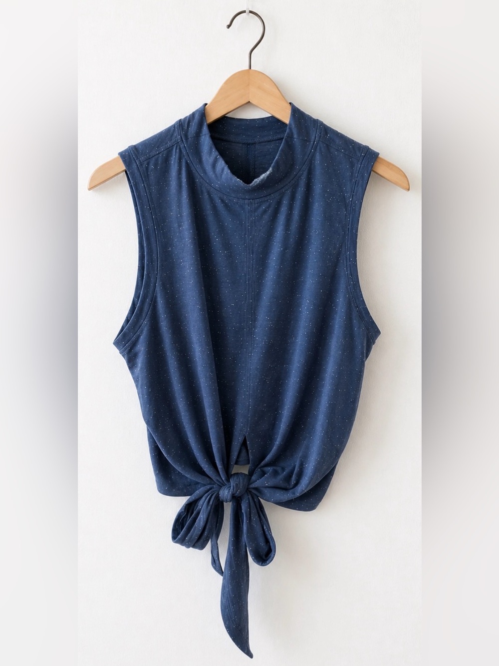 Lululemon Navy Speckled Tie Front Mock Neck Tank Size 4